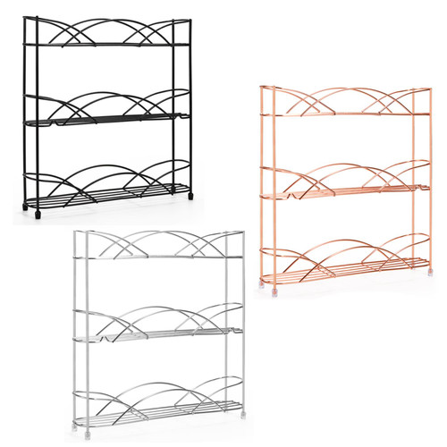 Vinsani Spice Rack 3 Tiers - Kitchen Shelf Organiser for Jars Bottles Space Saving Storage - Free Standing