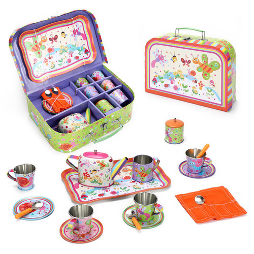 SOKA Bugs Metal Tin Teapot Set with Carry Case Toy for Kids - 18 Pcs Illustrated Colourful Design Toy Tea Party Set for Boys and Girls Pretend Role Play SOKA Bugs Metal Tin Teapot Set with Carry Case Toy for Kids - 18 Pcs Illustrated Colourful Design Toy Tea Party Set for Boys and Girls Pretend Role Play