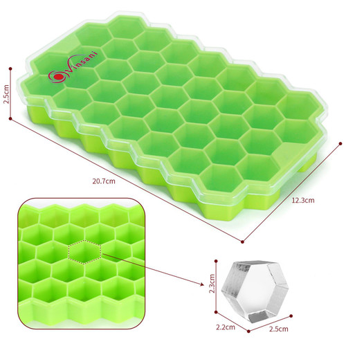 Honeycomb Ice Cube Trays Reusable Silicone Ice Cube Mold BPA Free Ice Maker  With Removable Lid
