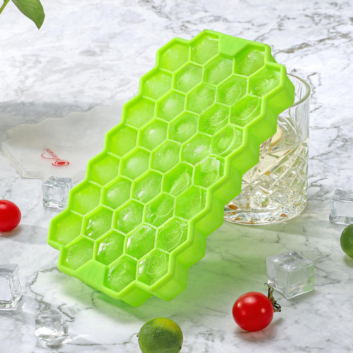 Vinsani 2er Pack Silikon-Eiswürfelform – Hexagonale Eiswürfel, Mit Deckel, Stapelbar, BPA-frei – LFGB-zertifiziert