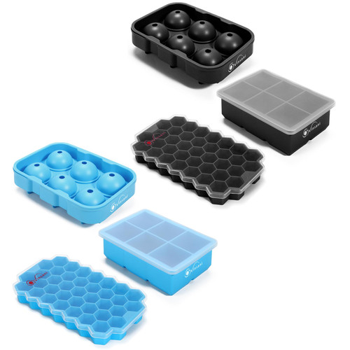 Knions 2 Large Silicone Ice Cube Tray and 2 Mini Ice Cube Trays