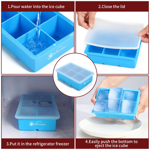 Vinsani 3 Pack Ice Cube Tray with Removable Lid Easy-Release