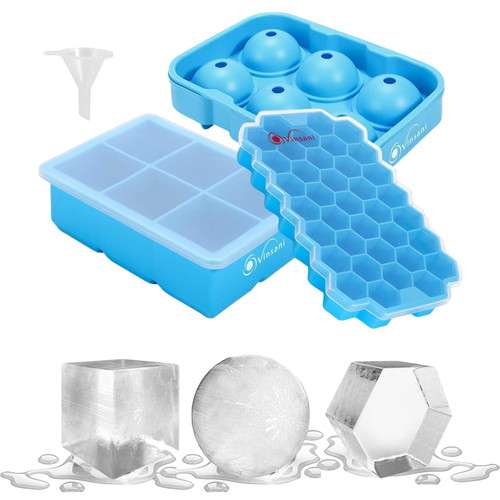 Bavbiiy Ice Cube Tray with 3 Different Shapes, Ice Trays for