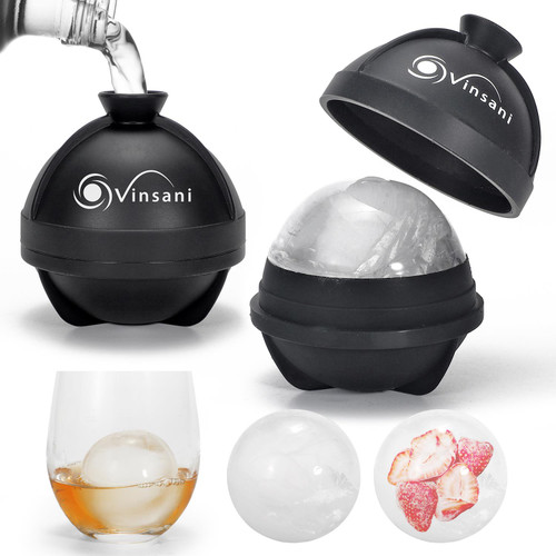 Vinsani 2 pack Ice Cube Ball Moulds Reusable Sphere Shaped Ice Ball Maker Makes 2.5 Inch Large Ice Balls for Whiskey & Cocktails Vinsani 2 pack Ice Cube Ball Moulds Reusable Sphere Shaped Ice Ball Maker Makes 2.5 Inch Large Ice Balls for Whiskey & Cocktails