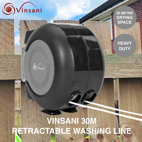 Retractable Clothes 30 Metre Washing Line Vinsani 30 Metre