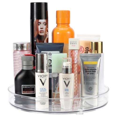 Vinsani Transparent Turntable Organizer Multifunctional Spice Rack Kitchen Storage Mini Fridge Cupboard Organiser Lazy Susan for Pantry, Kitchen Cabinets, Fridge, Makeup & Craft Accessories Holder