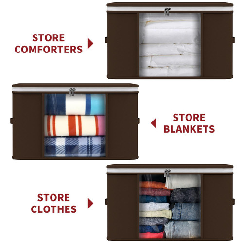 Big Storage Bags 105L Duvet Storage Bags With Zips, 2 Pcs Waterproof Heavy Duty Oxford Laundry Bag