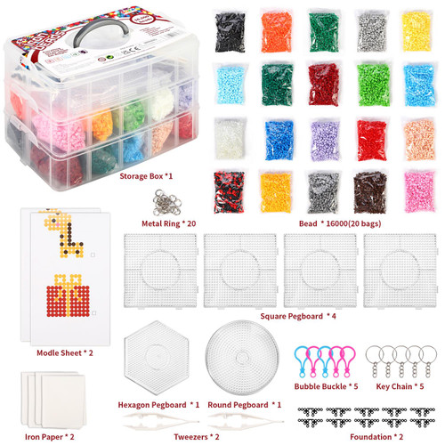 SOKA Iron Beads Kit – 16000pcs with 20 Colors All in One Bead Art and Craft  Set Creative Fun DIY Activity Fuse Bead Melting Craft Kit Toy with Storage