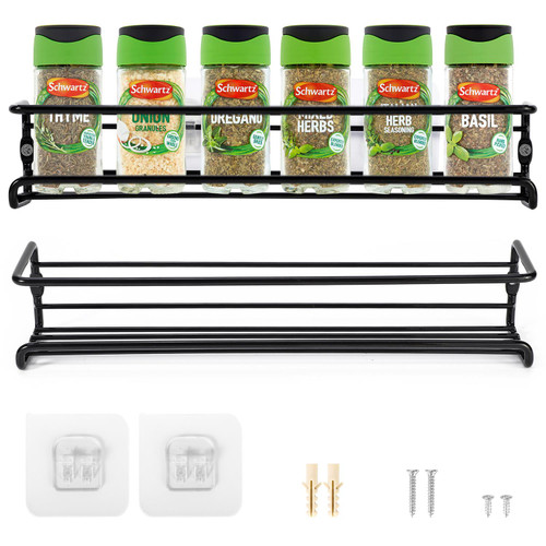 Spice Rack Wall Mount, Space Saving Wall Spice Rack Organizer, Wall Mount Spice  Rack Organizer For Spice Jars And Seasonings, Screw Or Super Strong  Adhesive Hanging Spice Rack For Wall, Kitchen Accessories 