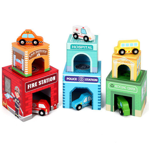 SOKA 12pcs Stacking and Sorting Cubes Wooden Balancing Buildings & Vehicles Fire Engine Police Car Ambulance Educational Blocks Toy Set Gift for Kids Children Boy Girl Ages 12 month old + SOKA 12pcs Stacking and Sorting Cubes Wooden Balancing Buildings & Vehicles Fire Engine Police Car Ambulance Educational Blocks Toy Set Gift for Kids Children Boy Girl Ages 12 month old +