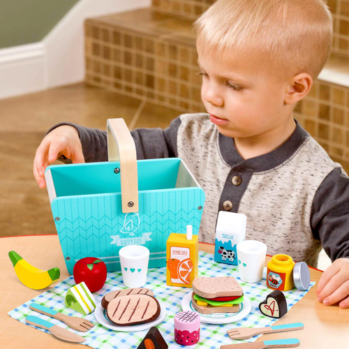 SOKA Wooden Happy Day Picnic Playset Traditional Picnic Basket