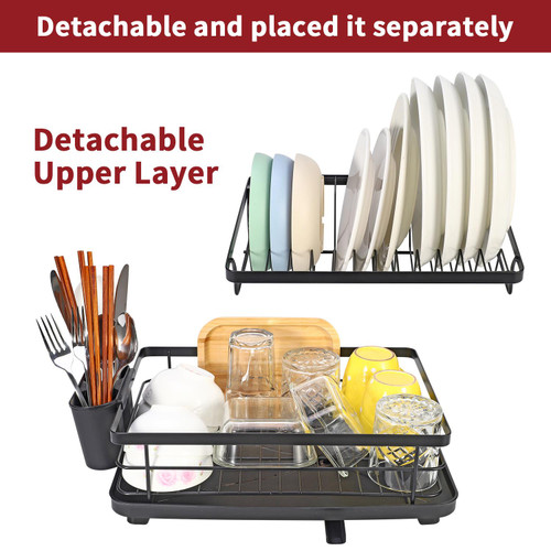  Vasysvi Dish Drying Rack with Drainboard for Kitchen