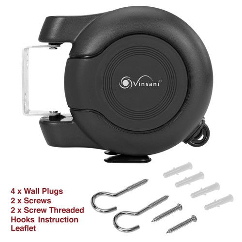 FAPBADRI Retractable Clothes Line With Lock - 9ft Stainless Steel Drying Line, Wall Mount Included