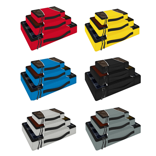 Vinsani 3 PC Packing Cubes Set Suitcase Travel Organiser Holiday Travelling Essentials Waterproof Breathable Multiuse Clothes Toiletries Bag Luggage Carry On Compression Storage Bags