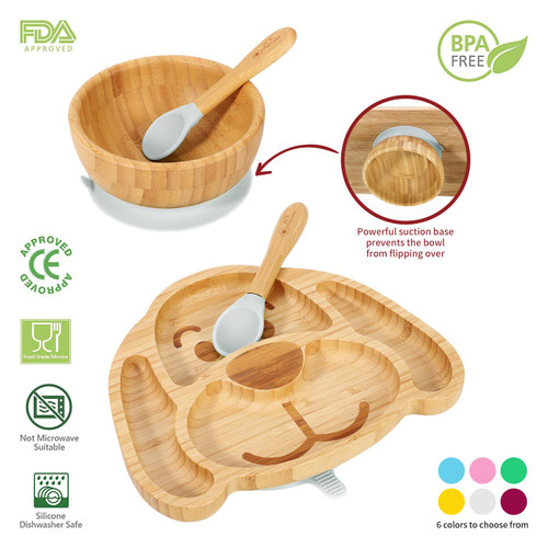 Vinsani Bamboo Bowl and Spoon Set for Baby/Toddler, Suction Plate, Stay-Put  Design, Hypoallergenic and BPA-Free - Vinsani Ltd.