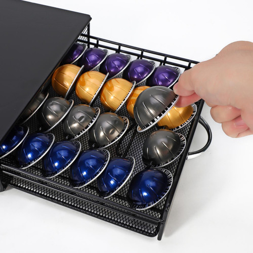  SYSYLY Coffee Pod Holder Storage Drawer Compatible with Nespresso  Vertuo Capsules,40 Pod Capsule Holder, Compact Under Coffee Pot Storage,  Office or Home Kitchen Counter Organizer : Home & Kitchen