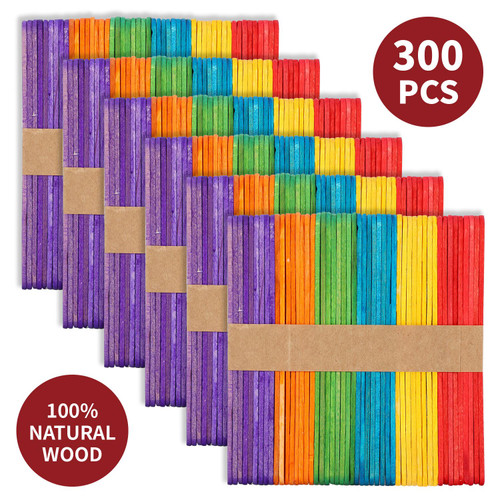 Colored Popsicle Sticks for Crafts - [100 Count] 6 Inch Jumbo Multi-Purpose  Wood
