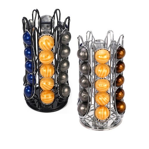 Vinsani 30 Coffee Pod Holder for Nespresso Vertuo Vertuoline Pods Capsules Rotating 6 Stand Coffee Pods Storage Rack Stand Large Capacity Pod Revolving Storage Stand Organiser