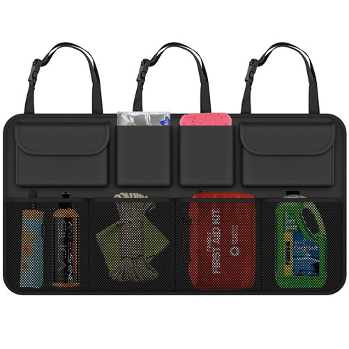 Vinsani Deluxe Car Boot Tidy Storage Bag Organiser Multi-Pocket Hanging Back Seat Declutter Pouch Car Accessories Storage Solution Foldable Cargo Trunk for Vehicles