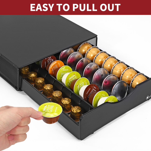 Porta Capsule Wrobic Per Nespresso Vertuo - Cassetto Organizzatore Fino A 40 Cialde, Compatibile Anche Con Dolce Gusto E K-Cup, Design Moderno Nero