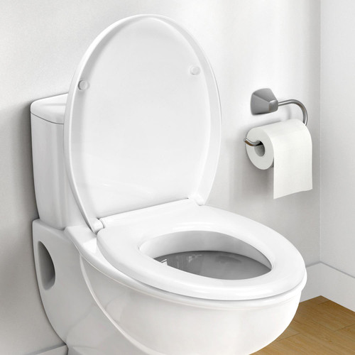 Vinsani Quick Release Toilet Seat Soft Close Thermoset Lid with Push Button Detach Anti-Slip Bumpers Easy Clean Hinges | Universal Bathroom Bowl Seating Fit for O Shaped Toilets - 43 x 36 x 12.5 cm Vinsani Quick Release Toilet Seat Soft Close Thermoset Lid with Push Button Detach Anti-Slip Bumpers Easy Clean Hinges | Universal Bathroom Bowl Seating Fit for O Shaped Toilets - 43 x 36 x 12.5 cm
