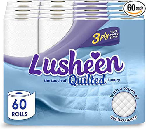 Lusheen Soft Quilted Toilet Rolls Bulk Buy - Super Quality 3 Ply Toilet Tissue Roll Provide Ultimate Comfort- Pack of 45 Rolls (1 x 45 Pack) White 3 Ply Toilet Rolls (1 Pack- 45 Rolls)