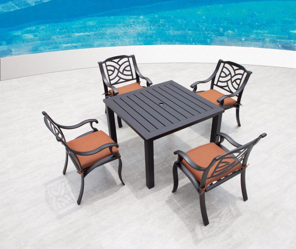 Somerset Outdoor Dinning Set for 4 With sherwood Table by Hanamint