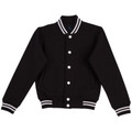 Adults Plain Varsity Fleece Letterman Jacket - FL11 | Black.White
