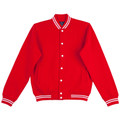 Adults Plain Varsity Fleece Letterman Jacket - FL11 | Red.White