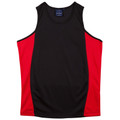 Mens Plain TrueDry Contrast Sports Singlet - TS19A | Black.Red