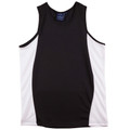 Mens Plain TrueDry Contrast Sports Singlet - TS19A | Black.White