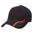 Adults Heavy Brush Cotton Cap with Mesh Peak - 4361 | Black.Red