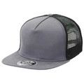 Adults Plain Chino Flat Peak Trucker Cap - 4394 | Charcoal.Black