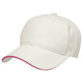 Adults Premium 6 Panels 100% Cotton Cap - 8001 | Chalk White.Hot Pink
