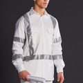 Mens White Night Safety Work Shirt | Biomotion Tape - WT09HV