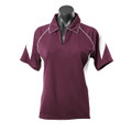 Ladies Premier Contrast Piping & Panel Sport Polo Shirt - 2301 | Burgundy + White
