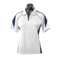 Ladies Premier Contrast Piping & Panel Sport Polo Shirt - 2301 | White + Navy