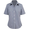 Ladies Gingham Checkered Shirt | Short Sleeve - M8300S | Navy.White