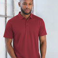 Male model wearing a maroon plain CoolDry short sleeve polyester polo shirt (PS81)