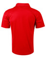 Plain Polyester Short Sleeve Polo Shirt in red, back view