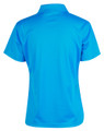 Plain Short Sleeve Polo Shirt in cyan, back view