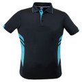 Plain Kids Contrast Sports Polo Shirt - 3311 | Black.Cyan