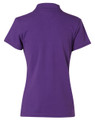 Button-Less Short Sleeve Cotton Polo in purple, back view