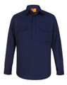 Adults Unisex Cool-Breeze Closed Front Navy Work Shirt, lifestyle photo