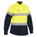 Bisley Womens X Airflow Hi Vis Taped Stretch Ripstop Shirt | Yellow.Navy