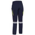 Bisley Ladies Work Safety X Airflow Taped Stretch Ripstop Vented Cargo Pant in Navy/Yellow