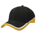 Adults 6 Panels Heavy Brushed Cotton Cap - 4026 | Black.White.Gold