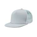 Adults 5 Panel Flat Peak Trucker Cap - 4384 | Steel.White