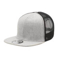 Adults Heather Flat Peak Trucker Cap - 4396 | Grey Heather.Black