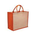 Plain Eco Jute 28L Wide Gusset Tote Carry Bag - 1184 | Natural.Orange